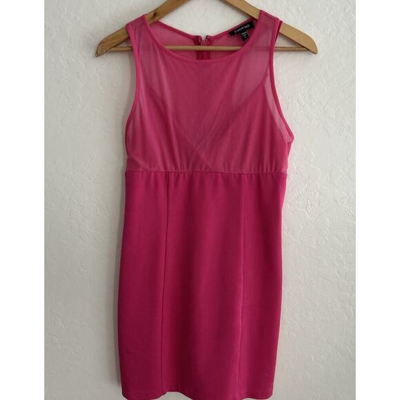 Bebe Hot Pink Mini Bodycon Dress M Bandage Sheer Lace Bandage Sexy Club Y2k 90s